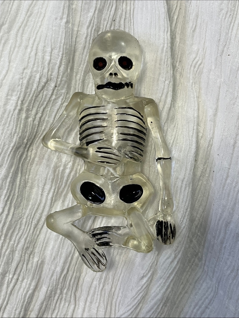 Transparent Skeleton Figurine Halloween Decor with Black Accents